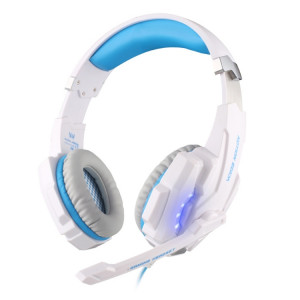 KOTION CHAQUE G9000 USB 7.1 Surround Sound Version Jeu Gaming Headphone Ordinateur Casque Écouteur Bandeau avec Microphone LED Lumière, Longueur de Câble: Environ 2.2m (Blanc + Bleu) SK112W1373-20