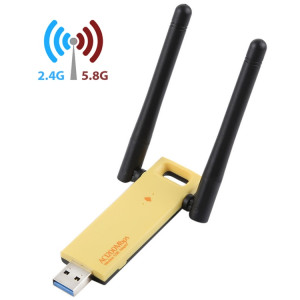 Adaptateur WiFi USB double bande AC1200Mbps 2,4 GHz et 5 GHz double carte réseau externe avec 2 antennes externes (jaune) SH329Y634-20