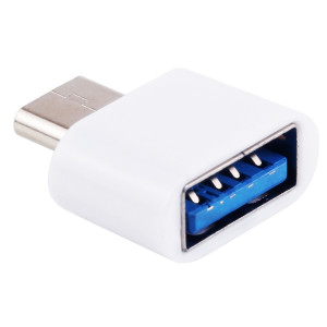 Homme en plastique USB-C / Type-C mâle à USB 2.0 Adaptateur de chargement de transmission de données OTG (blanc) SH587W1948-20