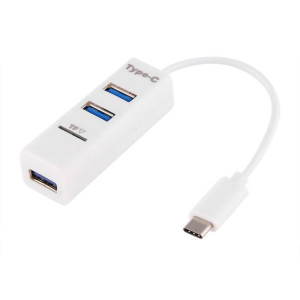 2 en 1 USB-C / Type-C 3.1 à USB 2.0 COMBO 3 ports HUB + lecteur de carte TF (blanc) SH589W822-20