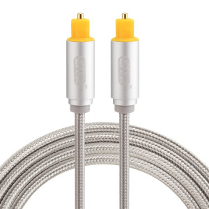 EMK 1.5m OD4.0mm Tête de Métal Plaqué Or Tressé Ligne de Toslink Mâle à Mâle Câble Audio Optique Numérique (Argent) SH782S1559-20