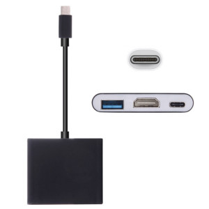 USB-C / Type-C 3.1 Mâle à USB 3.1 Type-C Femelle et HDMI Femelle et USB 3.0 Femelle Adaptateur, Pour Macbook 12 / Chromebook Pixel 2015 (Noir) SH849B774-20