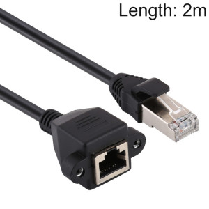 Câble d'extension de verrouillage à vis RJ45 femelle à mâle CAT5E, longueur: 2 m (noir) SH025B738-20