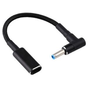 PD 100W 18,5-20V 4,5 x 0,6 mm coude vers adaptateur USB-C / Type-C Câble tresse en nylon pour HP SH11941697-20
