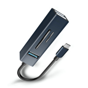 15102 5 en 1 USB-C / Type-C vers USB3.0 + Adaptateur HUB pour lecteur de carte SD / TF (Bleu) SH208L842-20