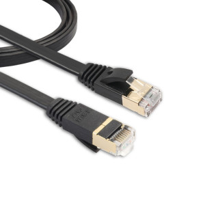 1m CAT7 10 Gigabit Ethernet ultra plat câble de raccordement pour modem réseau LAN routeur Construit avec des connecteurs RJ45 blindés (noir) S1232B474-20