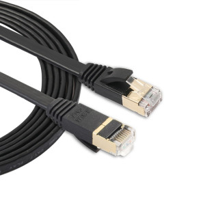 1,8 m CAT7 10 Gigabit Ethernet Ultra plat Patch Cable pour modem routeur réseau LAN Construit avec des connecteurs RJ45 blindés (noir) S1233B1164-20