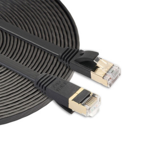 8m CAT7 10 Gigabit Ethernet câble de raccordement ultra plat pour modem routeur réseau LAN Construit avec des connecteurs RJ45 blindés (noir) S8240B163-20
