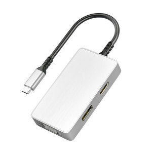 ULT-UNITE 5 en 1 USB-C / TYPE-C à 3.5mm Audio + VGA + DP + HDMI + Port PD Adaptateur de moyeu multifonctionnel (blanc) SU663W1188-20