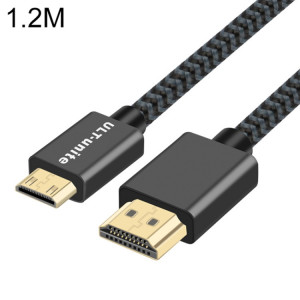 Tête plaquée doré ultime HDMI 2.0 mâle à mini câble tressé en nylon mâle HDMI, longueur de câble: 1,2 m (noir) SU677B1508-20