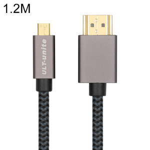 Tête plaquée or ultime HDMI mâle HDMI au câble tressé en nylon mâle micro HDMI, longueur de câble: 1,2 m (noir) SU698B1279-20