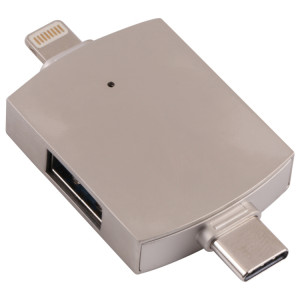 4 sur 1 8 broches + USB-C / Type-C Mâle à USB 3.0 + USB Female Lecteur de carte OTG OTG SH19051621-20