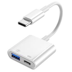 S-211 Adaptateur de caméra 2 en 1 USB-C / Type-C mâle vers Type-C + USB femelle SH23821086-20