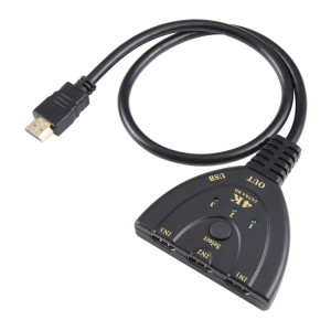 Commutateur HDMI 3 x 1 4K 30Hz avec câble HDMI Pigtail, prise en charge de l'alimentation externe SH2521364-20