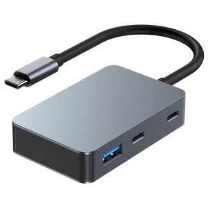 BYL-2316 Adaptateur HUB de station d'accueil multifonction 5 en 1 USB-C/Type-C vers USB3.0 et Type-C (gris foncé) SH576B754-20