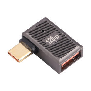 Adaptateur de charge USB-C/Type-C mâle vers USB femelle 10 Gbit/s, courbure latérale à 90 degrés (Gun Metal) SH04GM1266-20