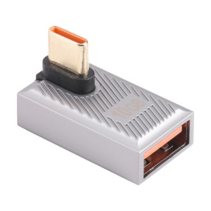 Adaptateur de charge USB-C/Type-C mâle vers USB femelle 10 Gbit/s, courbure centrale à 90 degrés (argent) SH614S831-20