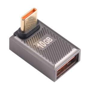 Adaptateur de charge USB-C/Type-C mâle vers USB femelle 10 Gbit/s, courbure avant à 90 degrés (Gun Metal) SH15GM105-20