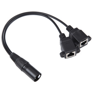 Câble d'extension réseau Ethernet LAN 3 broches XLR mâle vers 2 x RJ45 femelle, longueur du câble : 30 cm (noir) SH877B1837-20