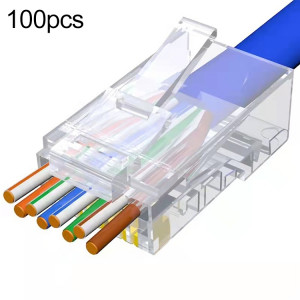 100pcs Cat5e RJ45 Connecteur Non Blindé Pass Through Prise Modulaire, Or: 3u SH2897783-20