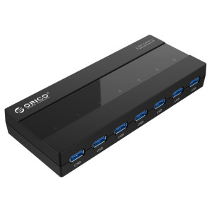 ORICO H727RK-U3 ABS Haute Vitesse 7 Ports USB 3.0 HUB avec 12V Adaptateur Secteur pour Ordinateurs Portables / Smartphones (Noir) SO015B394-20