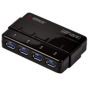ORICO H4928-U3 ABS Haute Vitesse 4 Ports USB 3.0 HUB avec 12 V Alimentation Adaptateur pour Smartphones / Tablettes (Noir) SO016B1197-20