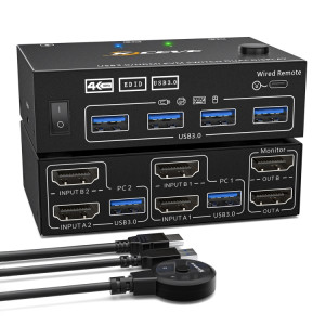 KC-KVM202AS 4K 60HZ USB3.0 HDMI double affichage KVM commutateur prise en charge de l'écran de verrouillage analogique EDID SH3091659-20
