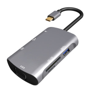 V217E 7 In 1 Type C / USB-C to PD + HDMI + VGA + USB3.0 + UB2.0 + SD / TF Multi-function Type-C / USB-C HUB Docking Station SH31581441-20