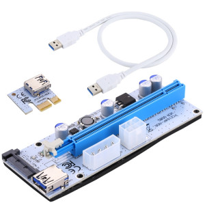 USB 3.1 PCI-E Express 1x à 16x PCI-E Extender Riser Carte Adaptateur 15 broches SATA Power avec 60cm câble USB (Bleu) SU281L1606-20