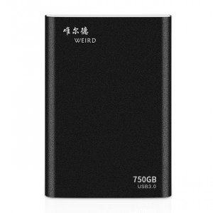 WEIRD 750 Go 2,5 pouces USB 3.0 Transmission à grande vitesse Coque métallique Ultra-mince Disque dur mobile à semi-conducteurs léger (Noir) SH357B1383-20