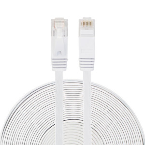 Câble réseau LAN plat Ethernet ultra-plat 15m CAT6, cordon de raccordement RJ45 (blanc) S1469W1614-20
