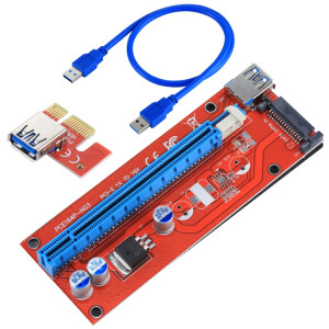 USB 3.0 PCI-E Express 1x à 16x Adaptateur de carte de prolongateur PCI-E 15 broches SATA avec câble USB SU3742142-20