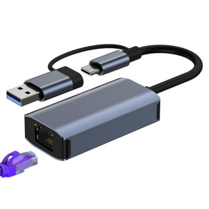 BYL-2207 Adaptateur HUB 2 en 1 USB + Type-C vers RJ45 pour station d'accueil SH44111187-20