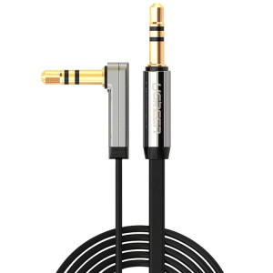Ugreen 3.5mm Mâle à 3.5mm Mâle Elbow Connecteur Audio Câble Adaptateur Or Portée AUX Voiture Audio Câble, Longueur: 1.5m SU4811146-20