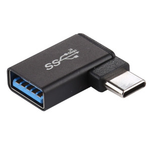 Adaptateur en alliage d'aluminium à tête coudée à 90 degrés Type-C / USB-C mâle vers USB 3.0 femelle (noir) SH951B960-20
