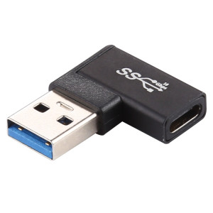 Adaptateur en alliage d'aluminium à tête coudée à 90 degrés Type-C / USB-C femelle vers USB 3.0 mâle (noir) SH954B485-20