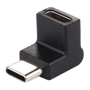Adaptateur en alliage d'aluminium à tête coudée à 90 degrés Type-C / USB-C mâle vers Type-C / USB-C femelle (noir) SH957B1094-20