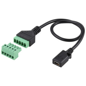 Mini 5 broches femelle à 5 broches bornes enfichables Connecteur USB sans soudure Câble adaptateur de connexion sans soudure, longueur: 30 cm SH53101189-20