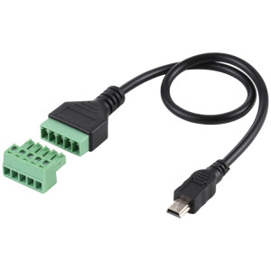 Mini 5 broches mâle à 5 broches bornes enfichables connecteur USB sans soudure câble adaptateur de connexion sans soudure, longueur: 30 cm SH53121519-20
