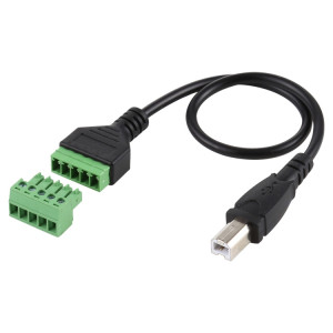 Prise mâle USB Type-B vers bornes enfichables 5 broches Connecteur USB sans soudure Câble adaptateur de connexion sans soudure, longueur: 30 cm SH5313325-20