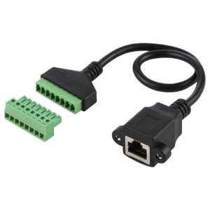 Prise femelle RJ45 vers bornes enfichables 8 broches Connecteur USB sans soudure Câble adaptateur de connexion sans soudure, longueur: 30 cm SH53151368-20