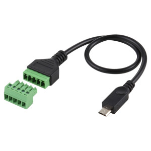 Bornes enfichables Micro USB mâle à 5 broches Connecteur USB sans soudure Câble adaptateur de connexion sans soudure, longueur: 30 cm SH5318587-20
