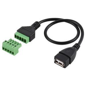 Prise USB femelle vers bornes enfichables 5 broches Connecteur USB sans soudure Câble adaptateur de connexion sans soudure, longueur: 30 cm SH5319442-20