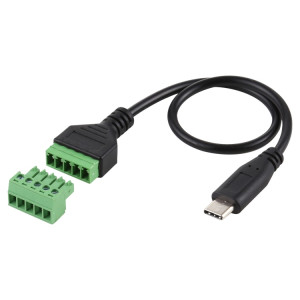 Bornes enfichables USB-C / Type-C mâle à 5 broches Connecteur USB sans soudure Câble adaptateur de connexion sans soudure, longueur: 30 cm SH5320617-20