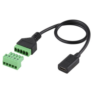 Bornes enfichables USB-C / Type-C femelle à 5 broches Connecteur USB sans soudure Câble adaptateur de connexion sans soudure, longueur: 30 cm SH53221644-20