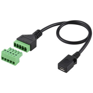 Bornes enfichables Micro USB femelle à 5 broches Connecteur USB sans soudure Câble adaptateur de connexion sans soudure, longueur: 30 cm SH53231785-20