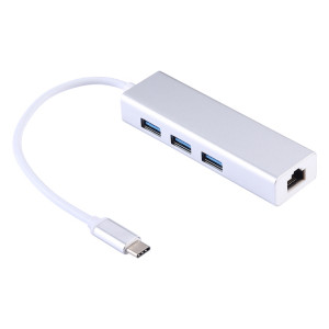 Coque en aluminium 3 ports USB3.0 HUB + adaptateur Gigabit Ethernet USB-C / Type-C SH60951067-20