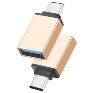 Alliage d'aluminium USB-C / Type-C 3.1 mâle vers USB 3.0 femelle adaptateur de données / chargeur, Adaptateur de données/chargeur USB-C / Type-C 3.1 mâle vers USB 3.0 femelle en alliage d'aluminium (or) SH660J1221-20