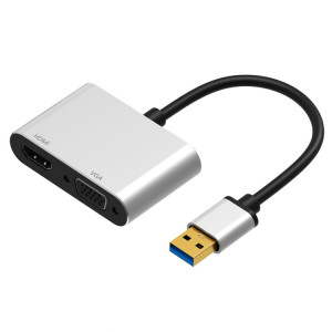 5201b 2 en 1 USB 3.0 à VGA + HDMI HD Video Converter (Argent) SH879S1587-20