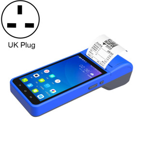 ZJ-6000 58mm PDA Handheld 5.5 pouces Code à barres Code bidimensionnel Android Smart Scan Code Caisse enregistreuse Machine d'impression thermique, Prise UK (Bleu) SH91UK306-20